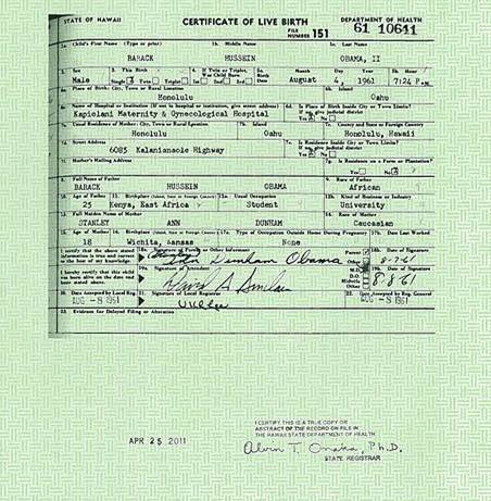 President Barack Obama birth certificate