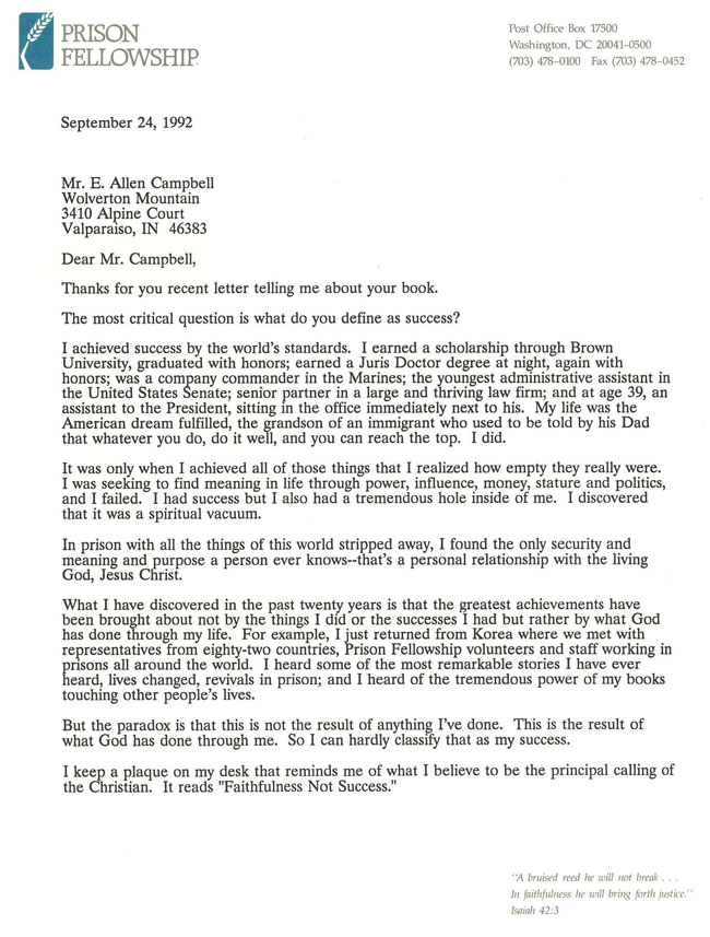 Colson's letter