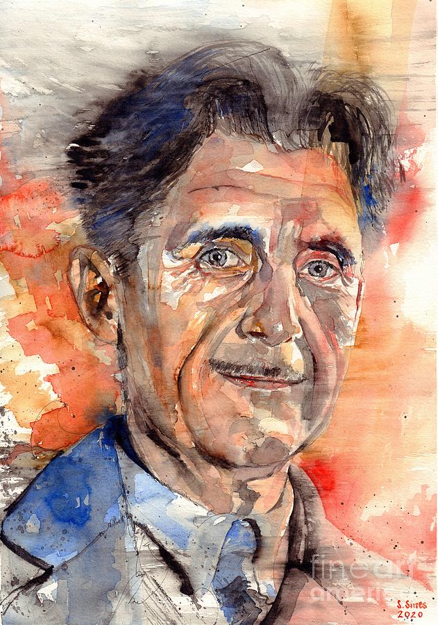 A watercolor painting of George Orwell