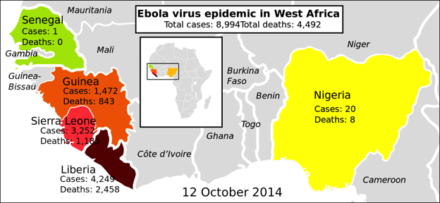 West Africa is the source of Ebola.