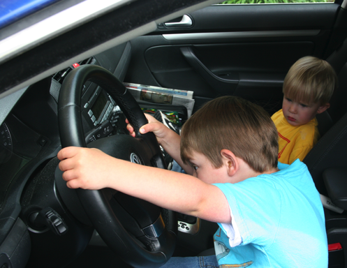 Jack and Owen in the car