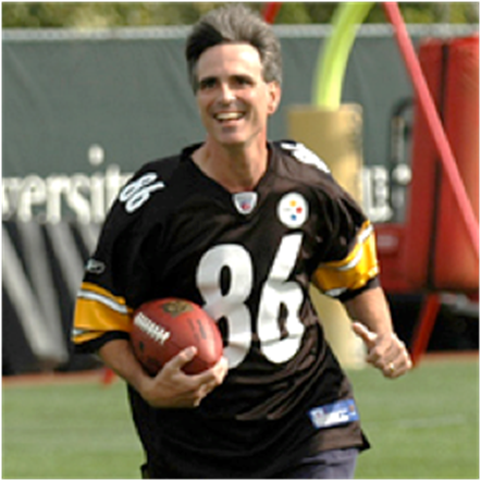 Pausch practicing as a wide receiver