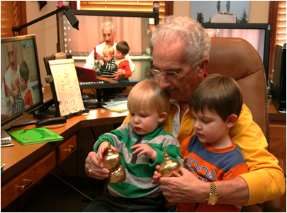 Description: Al with Jack and Owen looking at the Golden Rocks