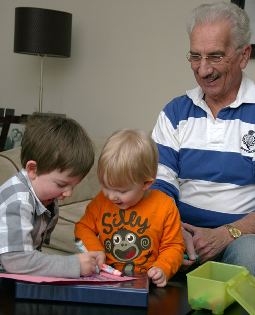 Jack and Owen making art