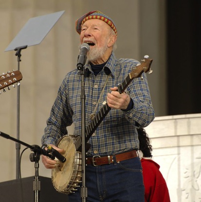 Pete Seeger singing at President Obama's Inauguration celebration in 2009