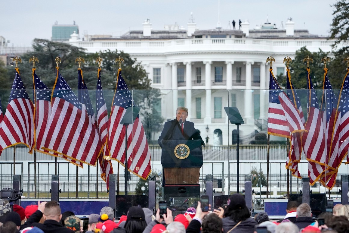 Trump speaking at the Ellipse on January 6th.