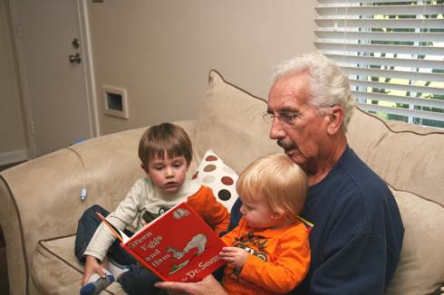 Al, Jack, and Owen reading