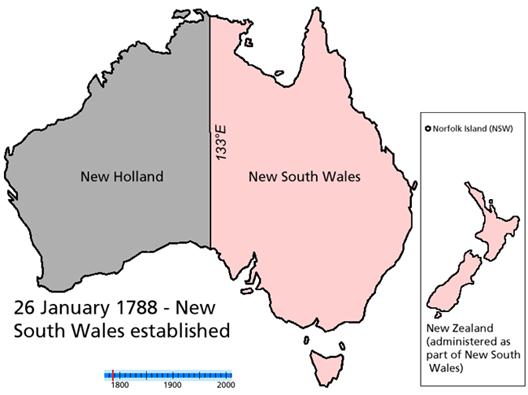 Australia divided between the Dutch and English