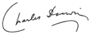 Description: Description: "Charles Darwin", with the surname underlined by a downward curve that mimics the curve of the initial "C"