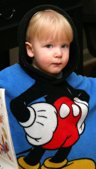 Owen in his Mickey towel