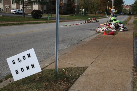 This is the street scene with Canfield Green in the background.