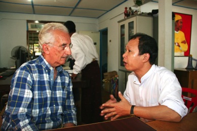 Pyone Cho is sharing his thoughts with me about the future of Myanmar