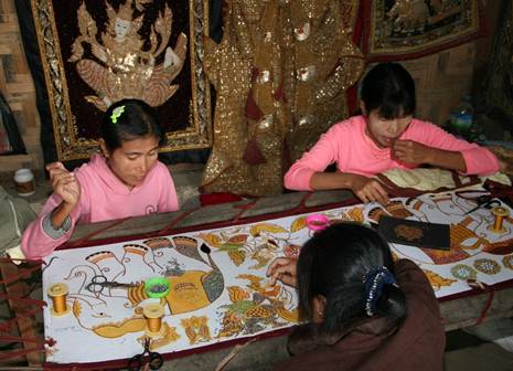 Girls sewing