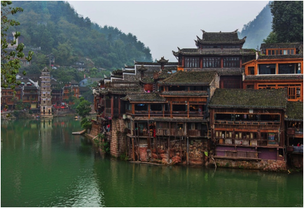 Description: https://upload.wikimedia.org/wikipedia/commons/thumb/d/df/1_fenghuang_ancient_town_hunan_china.jpg/1920px-1_fenghuang_ancient_town_hunan_china.jpg