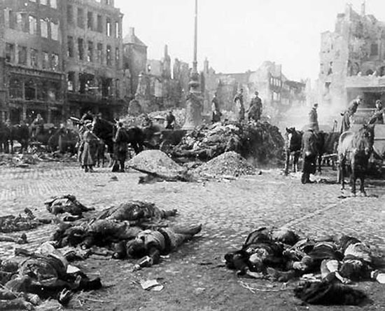 A photo of Guernica after the bombing
